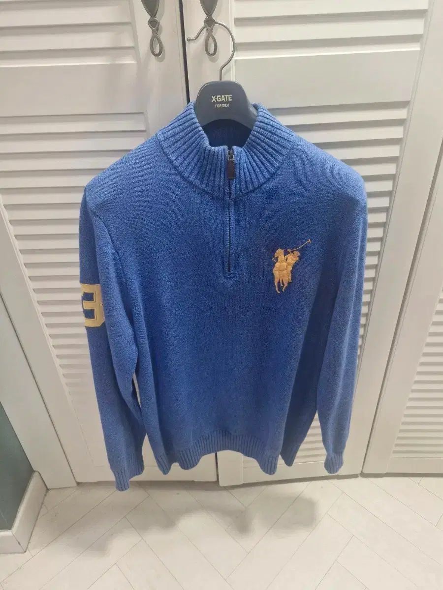 メンズ ポロ Ralph Lauren(ラルフローレン) 青 ハーフジップアップ 