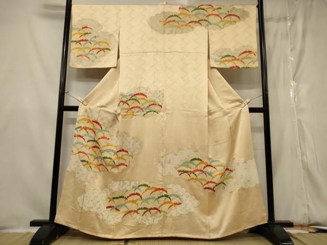 平和屋着物○訪問着 総刺繍 駒刺繍 雲取り雪輪吹き寄せ花文