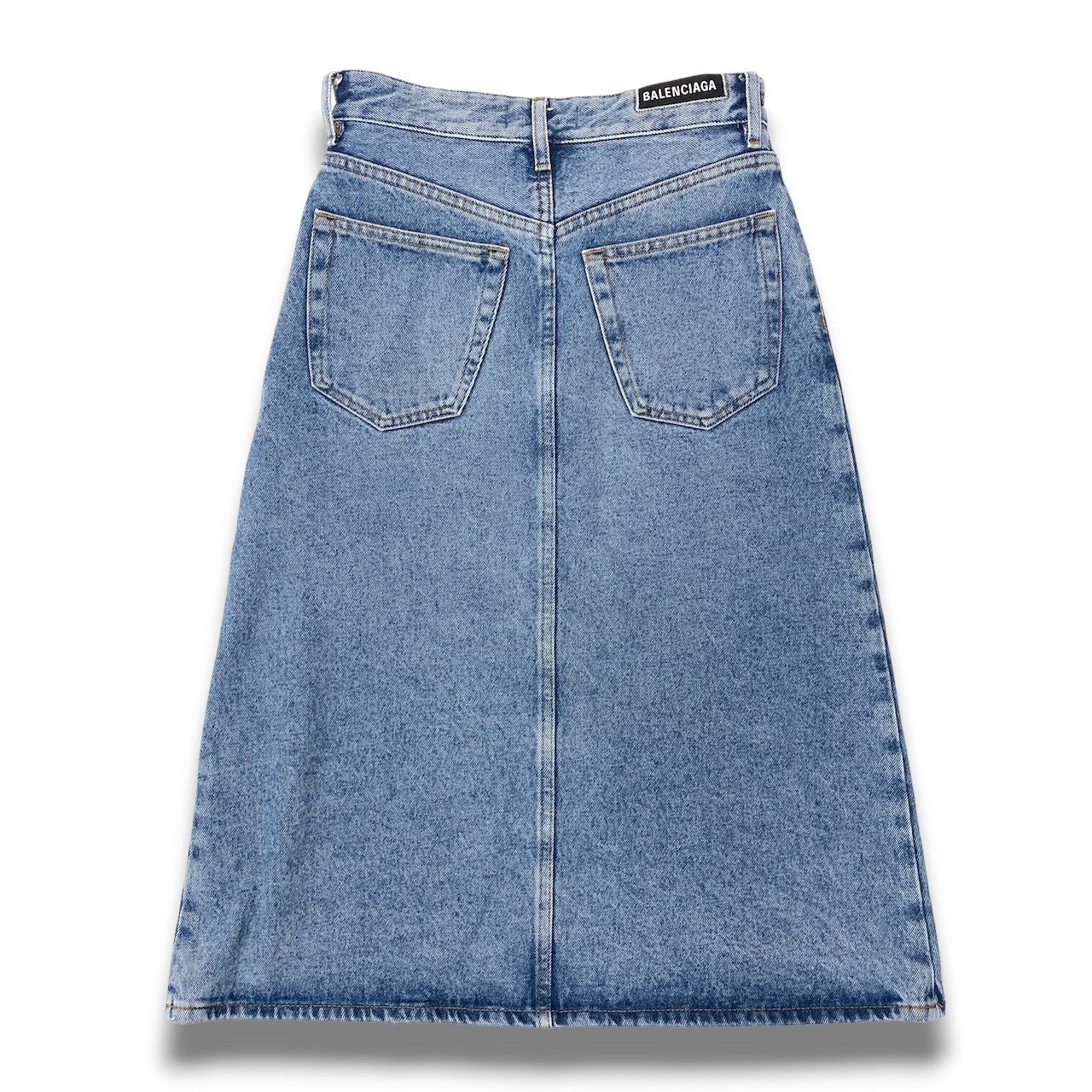 42c24 【美品】BALENCIAGA バレンシアガ デニムスカート ウォッシュ 