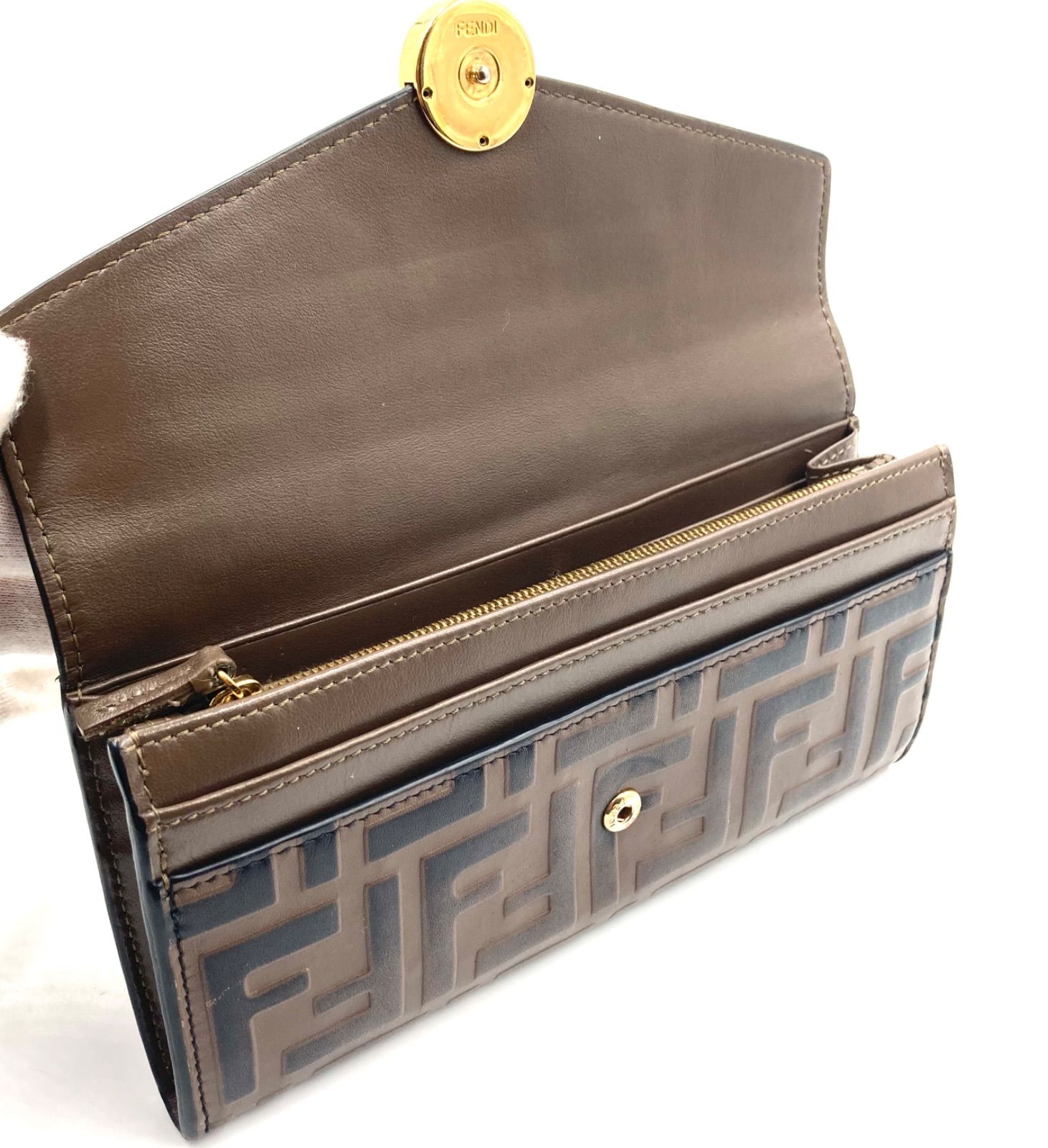 希少！FENDI エンボス加工ゴールド長財布 □希少近年モデル□FENDI フェンディ F is Fendi エフイズフェンディ