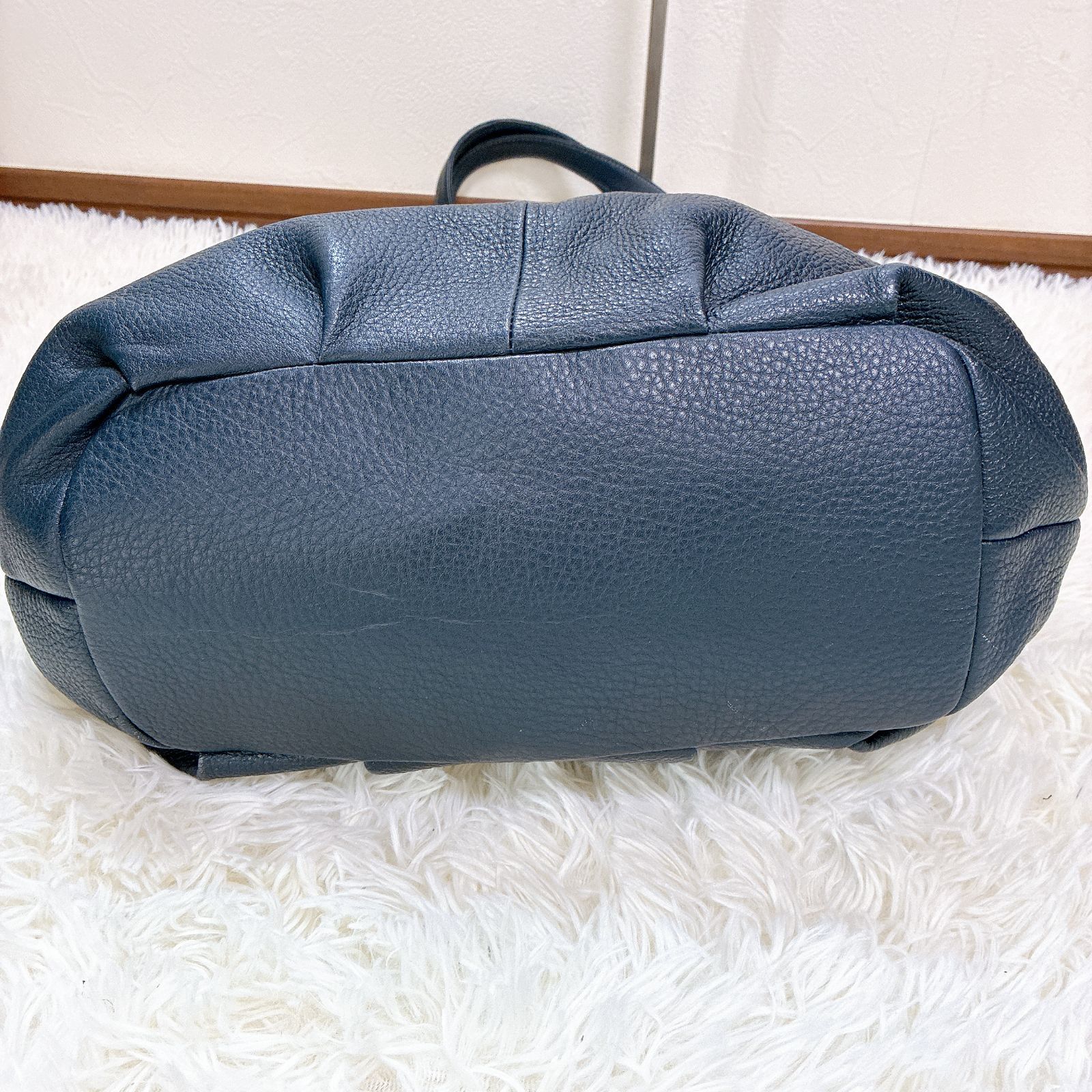 KITAMURA キタムラ トートバッグ ネイビー 大容量 レザー ハンドバッグ 