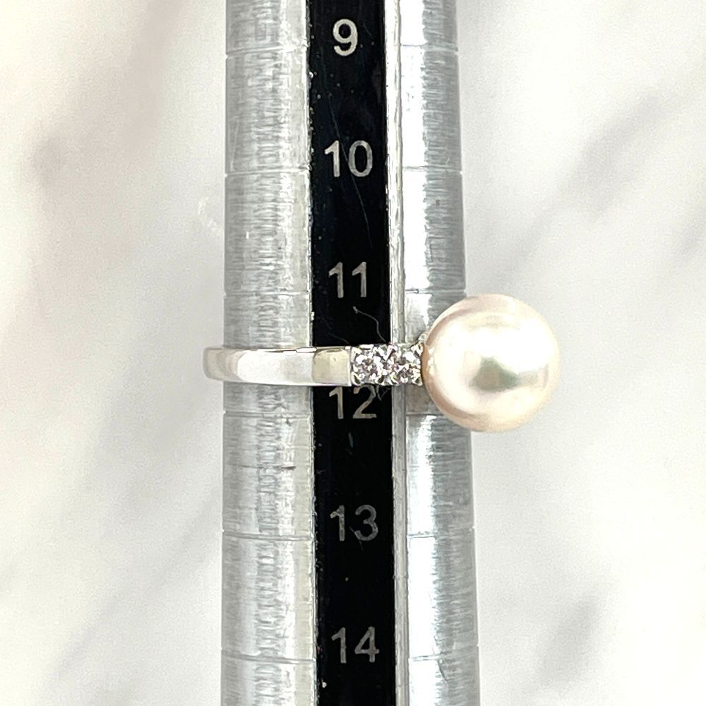 ミキモト Mikimoto Pt900 パール ダイヤ4P リング 真珠約9mm ミキモト Mikimoto Pt900 パール ダイヤ4P リング 真珠約9mm