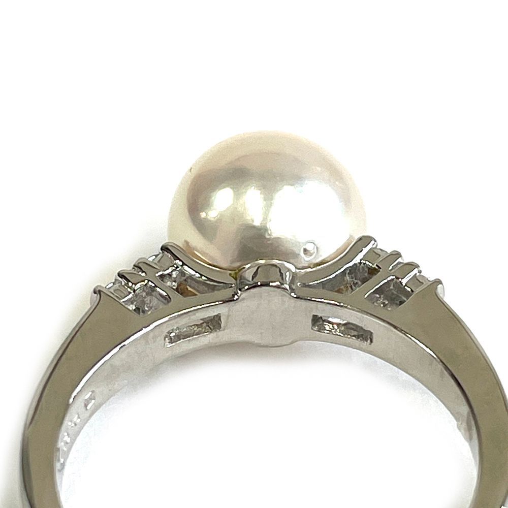 ミキモト Mikimoto Pt900 パール ダイヤ4P リング 真珠約9mm ミキモト Mikimoto Pt900 パール ダイヤ4P リング 真珠約9mm