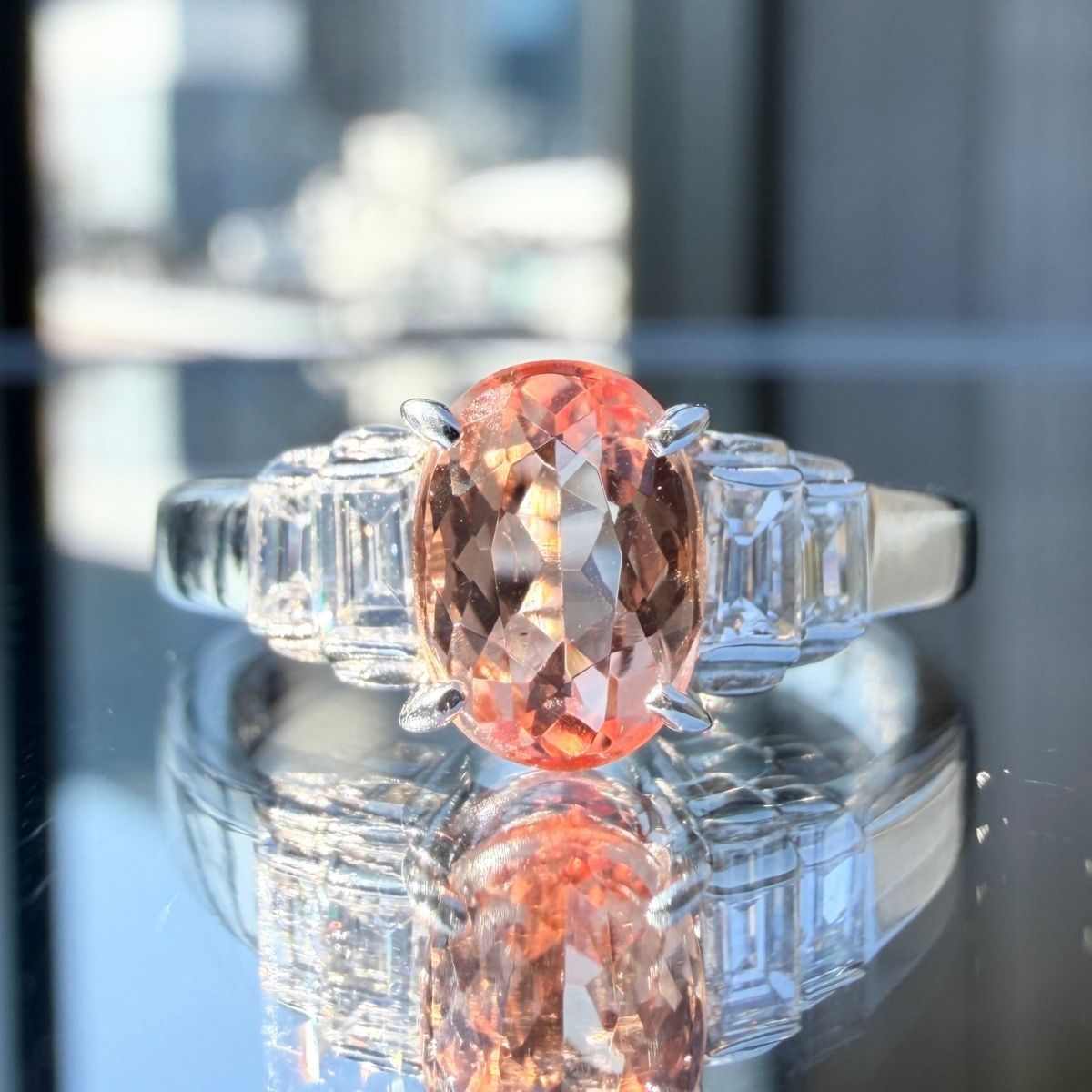 Pt900 インペリアルトパーズ1.03ct ダイヤモンド0.28ct リング - メルカリ