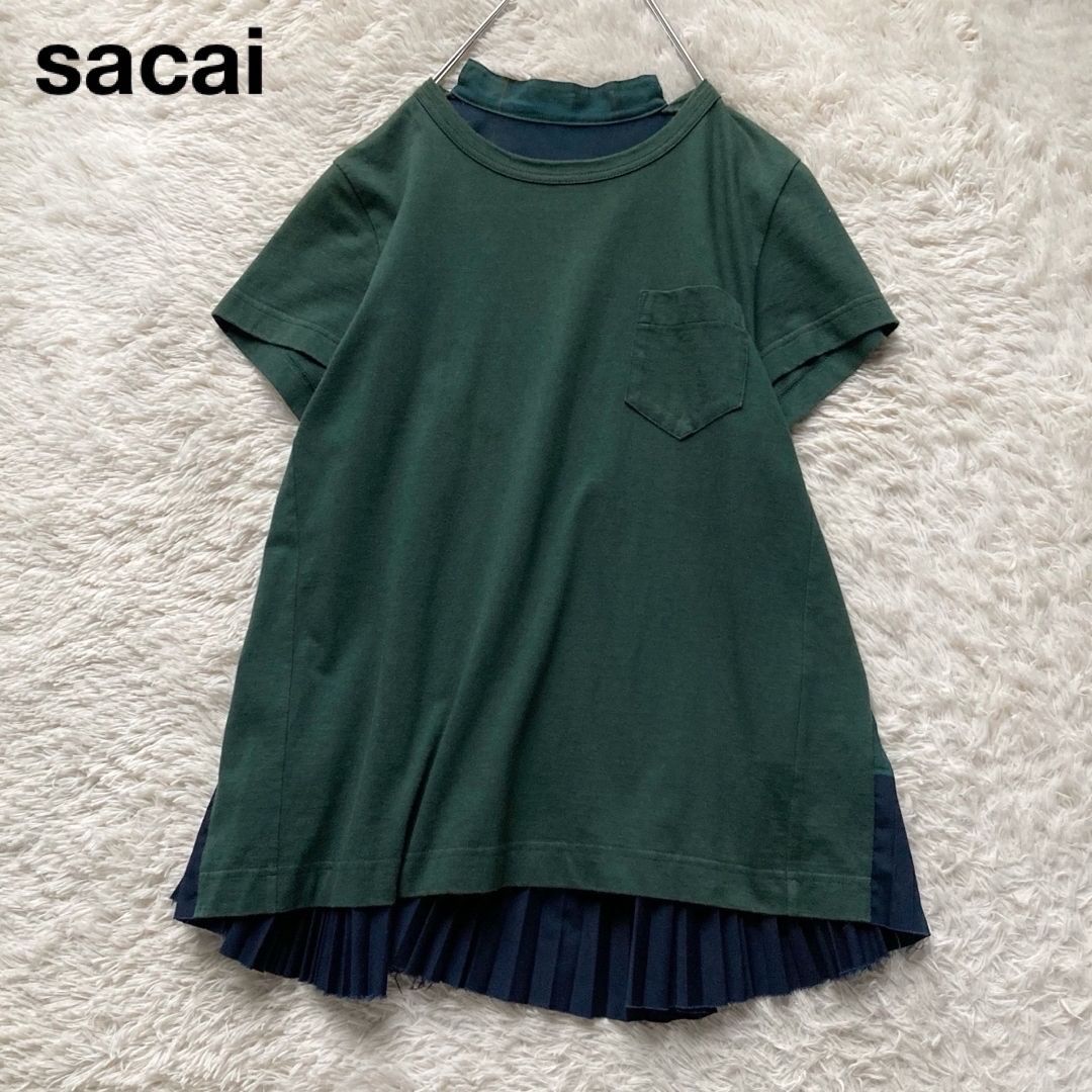 サカイ sacai バックプリーツ デザインカットソー 半袖 チェック 