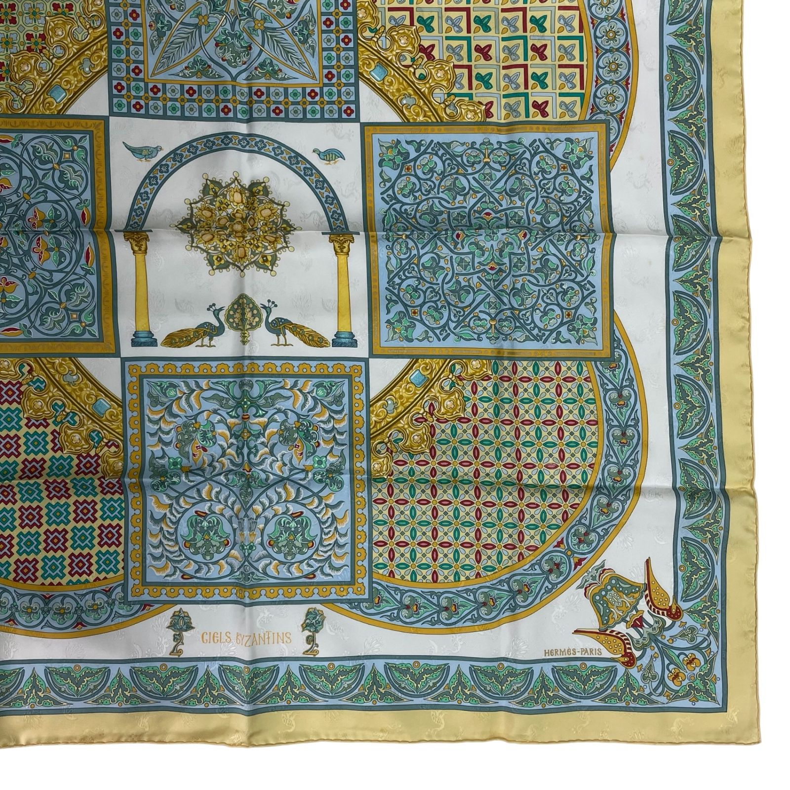 HERMES エルメス シルク ビーズ モスリン カレ スカーフ 90 極美品 HERMES エルメス スカーフ シルク カレ90 CIELS BYZANTINS