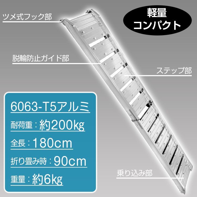 アルミ ラダー スロープ レール バイク 車 幅広 折りたたみ 滑り止め