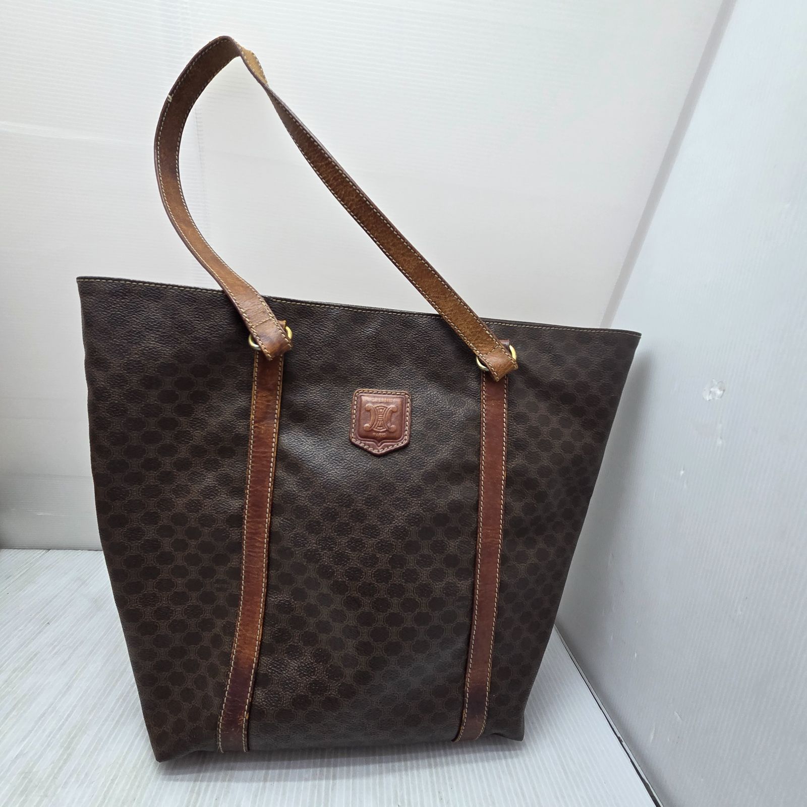CELINE】2wayバッグ マカダム柄 PVC ダークブラウン A4 セリーヌ 