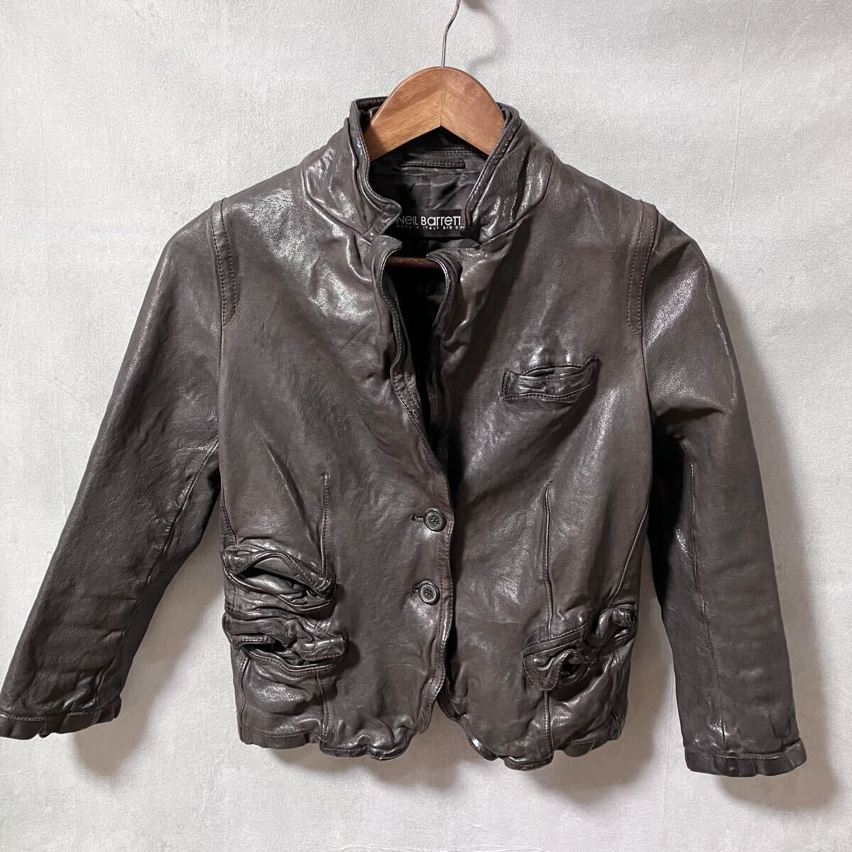 NEIL BARRETT ニールバレット shrink leather jacket 羊革 NEIL BARRETT ニールバレット shrink leather jacket 羊革