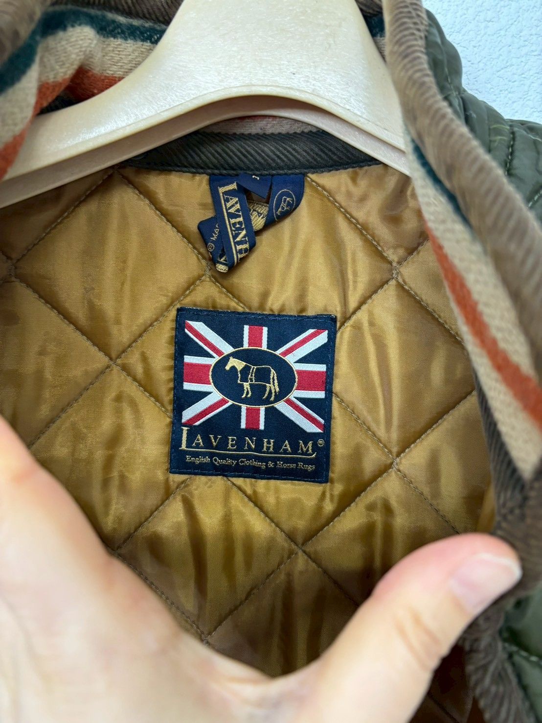 LAVENHAM ラベンハム キルティングベスト M 英国製 オリーブ 美品 秋冬