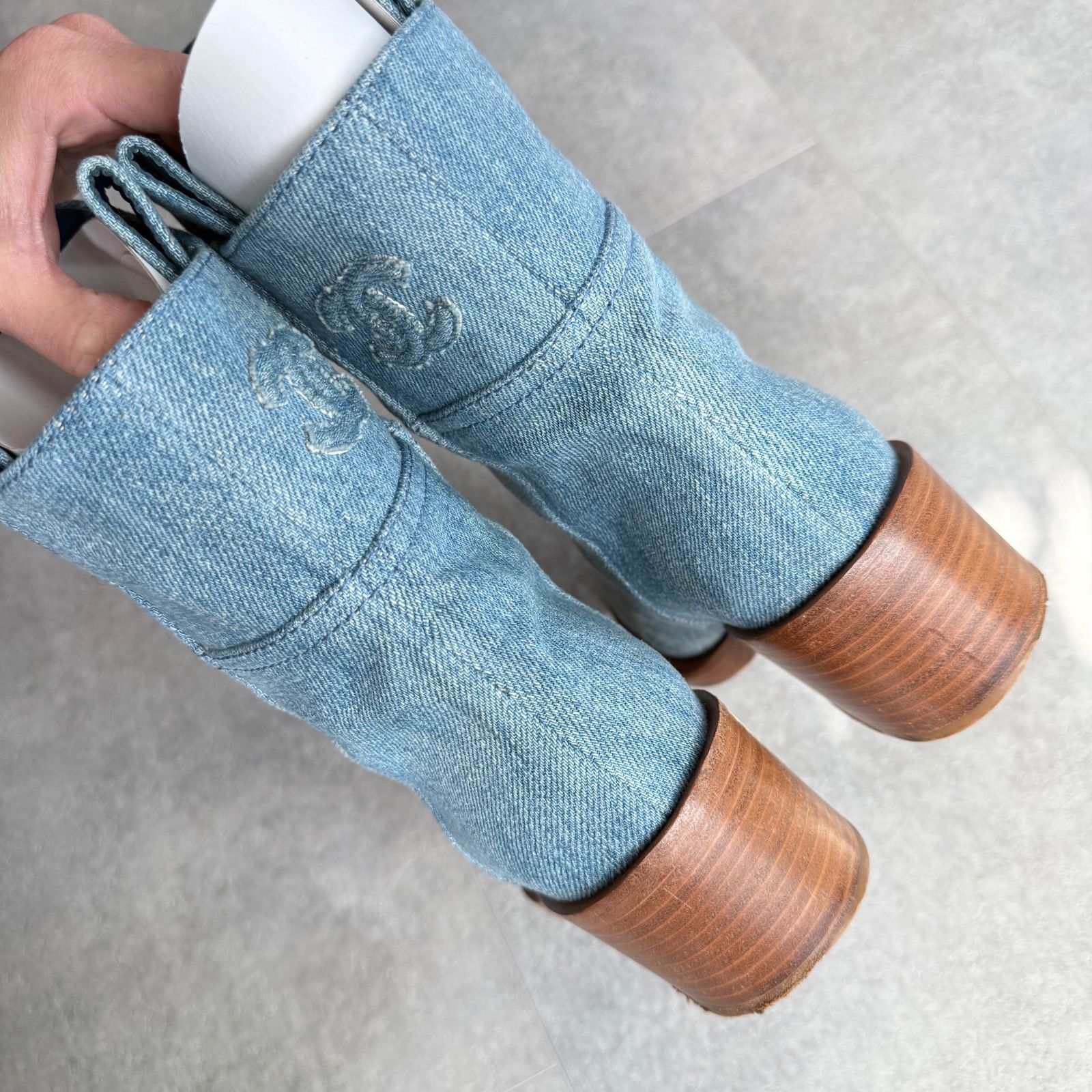 希少 CHANEL シャネル ココマーク デニムブーツ 36C レディース