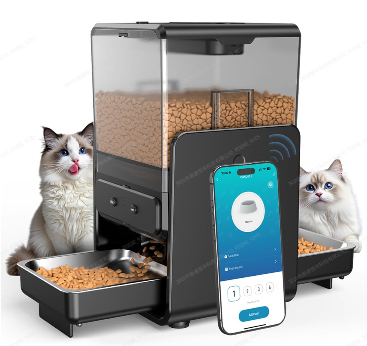 キッチン・食器 自動給餌器 猫 2匹 WIFI対応 遠隔操作 多頭飼い 
