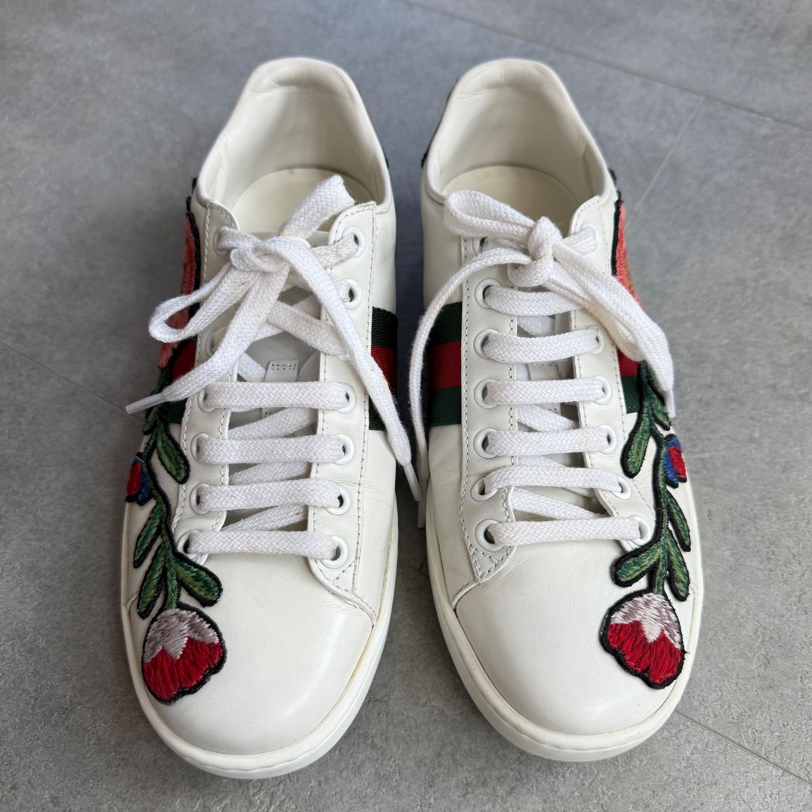 GUCCI グッチ エンブロイダリーエース スニーカー レザー ホワイト 