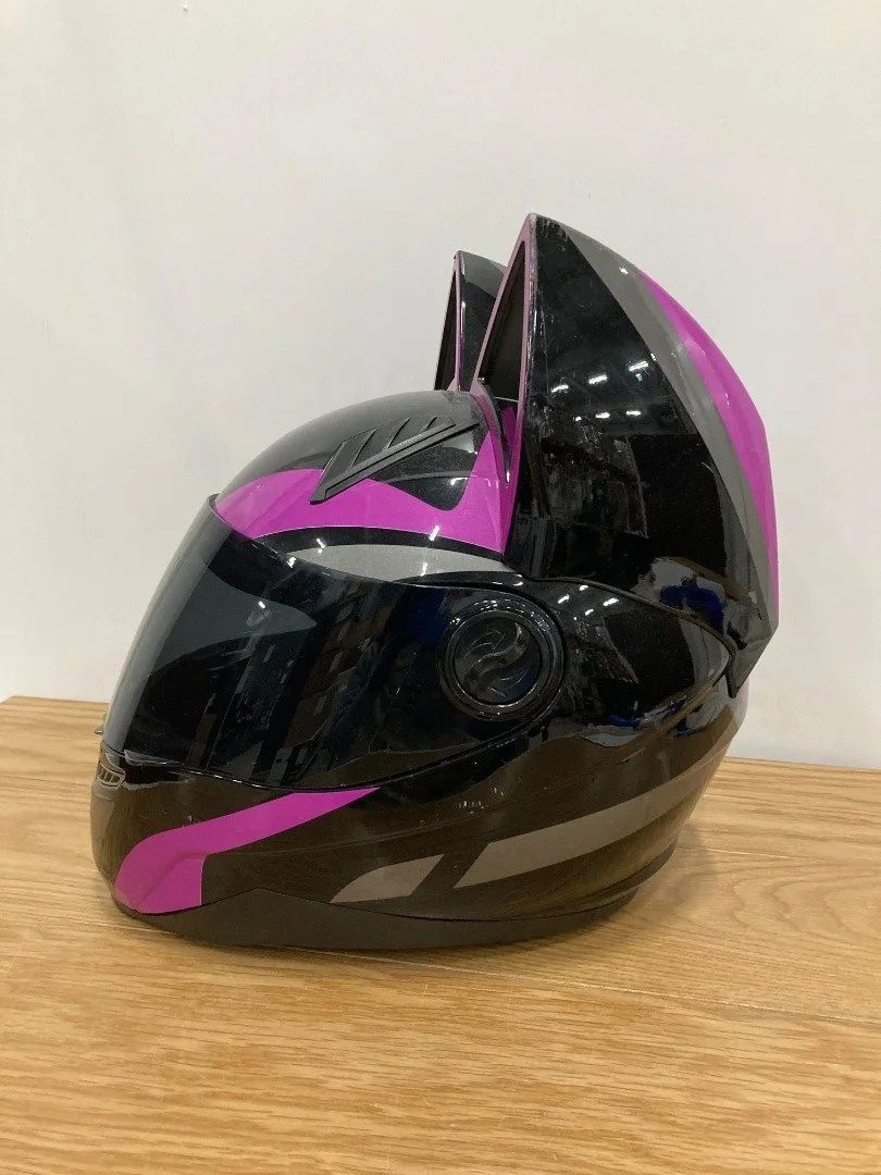 NITRINOS 猫耳フルフェイスヘルメット ピンク ブラック 黒フルフェイス
