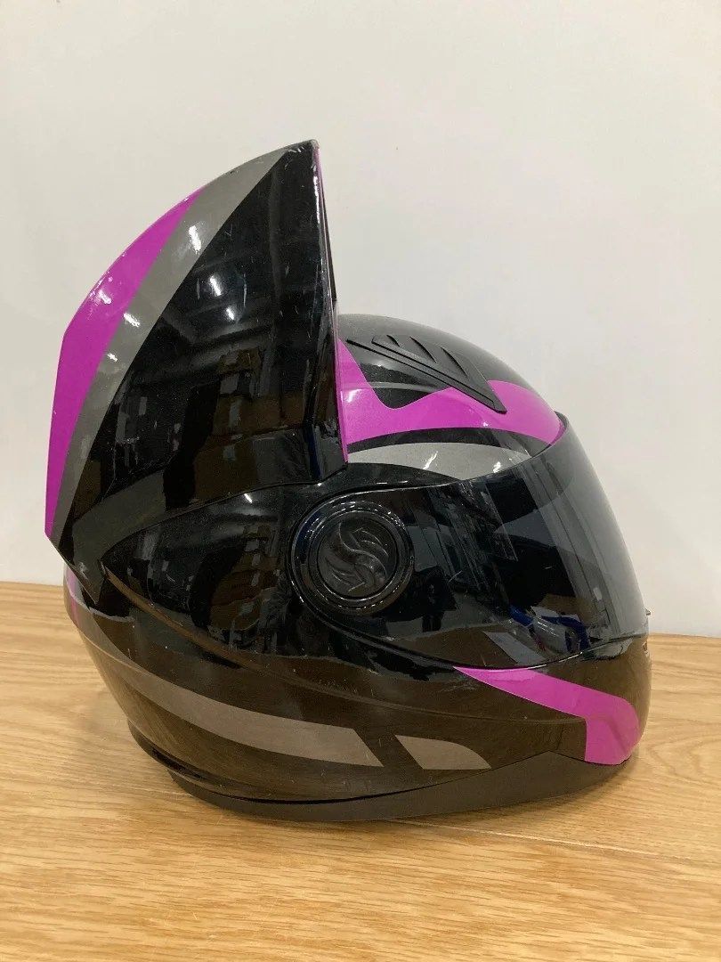 NITRINOS 猫耳フルフェイスヘルメット ピンク ブラック 黒フルフェイス
