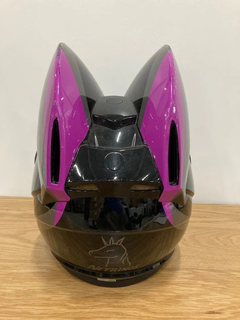 NITRINOS 猫耳フルフェイスヘルメット ピンク ブラック 黒フルフェイス