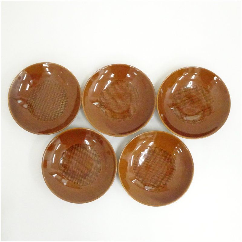 大樋焼 十代 大樋長左衛門造 布目大樋釉銘々皿5客（共箱） 茶器 菓子器 