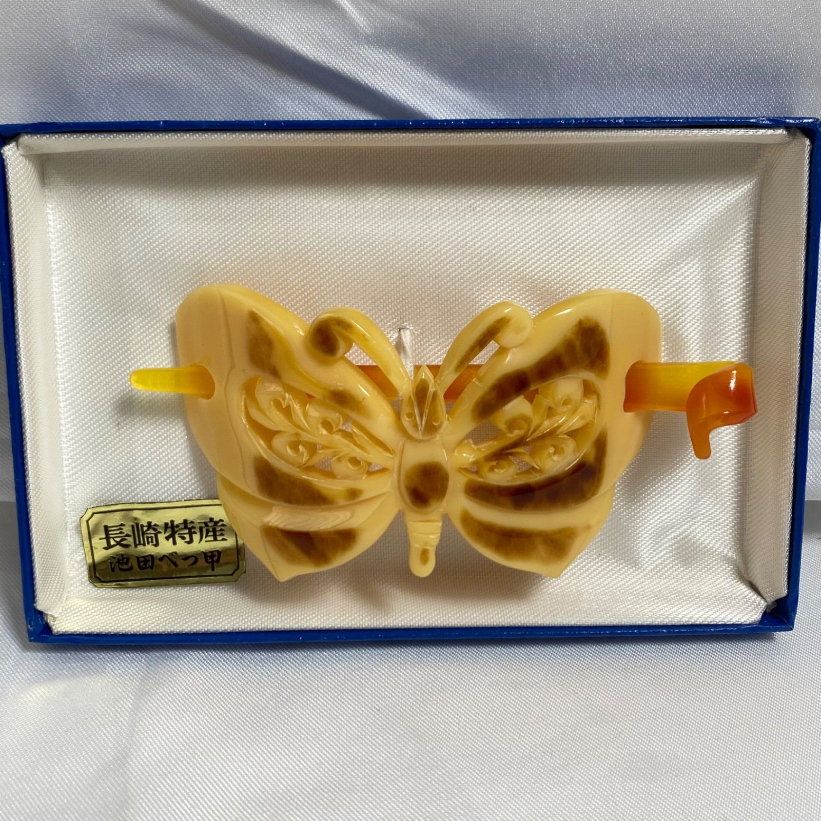 髪留め 鼈甲 べっこう 希少 斑柄 蝶 バレッタ 髪飾り 和洋折衷 着物