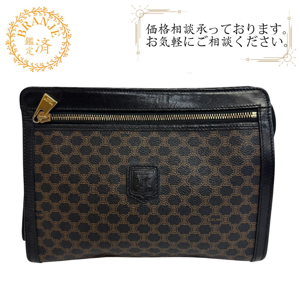 CELINE セリーヌ セカンドバッグ ポーチ マカダム レザー クラッチ 
