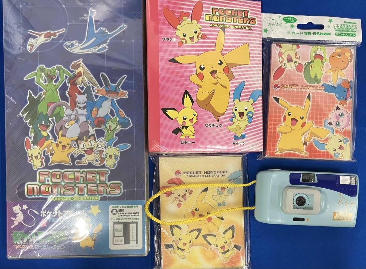 Junk Film Camera and Album Set Pokemon Character Photo Toy Camera Pikachu Heisei Retro 1998 Operation Unconfirmed Album Unused