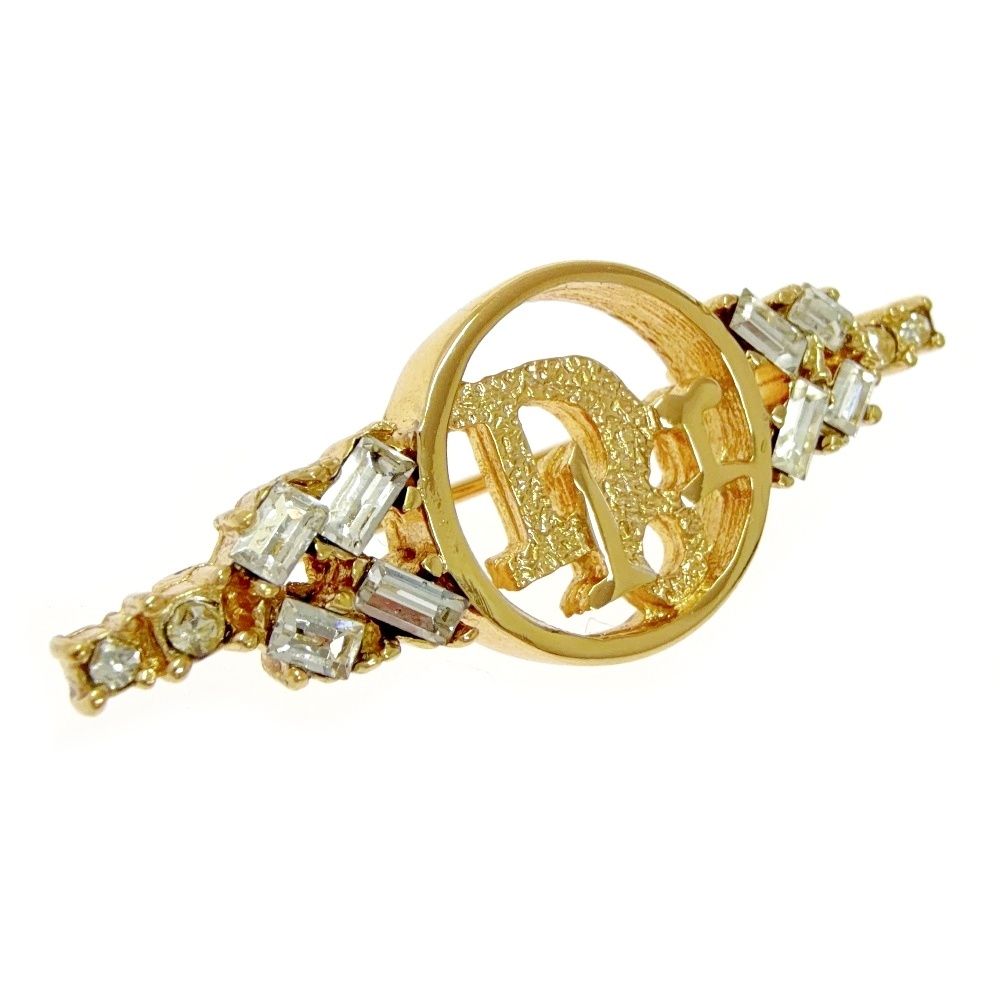 【美品 正規品 】クリスチャンディオール Diorブローチ　ラインストーン Christian Dior クリスチャンディオール GP ラインストーン Diorロゴ