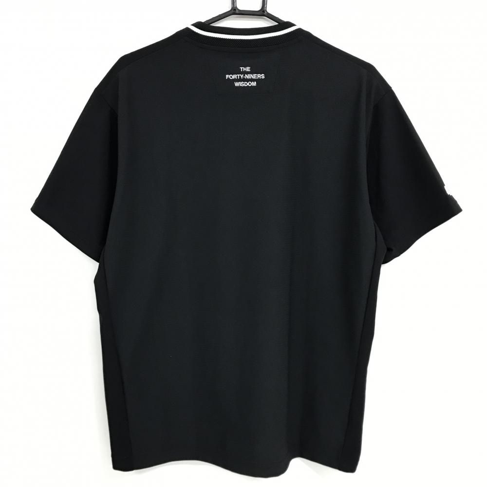 美品】TFW49 半袖ポロシャツ 黒 スタンドカラー ロゴ白 メンズ L 美品】TFW49 半袖ポロシャツ 黒 スタンドカラー ロゴ白 メンズ L