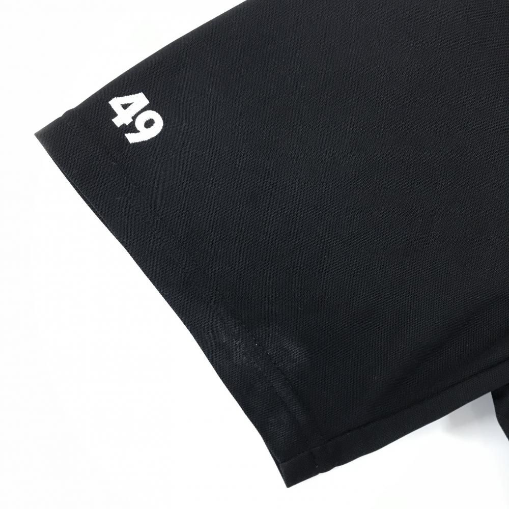 美品】TFW49 半袖ポロシャツ 黒 スタンドカラー ロゴ白 メンズ L 美品】TFW49 半袖ポロシャツ 黒 スタンドカラー ロゴ白 メンズ L