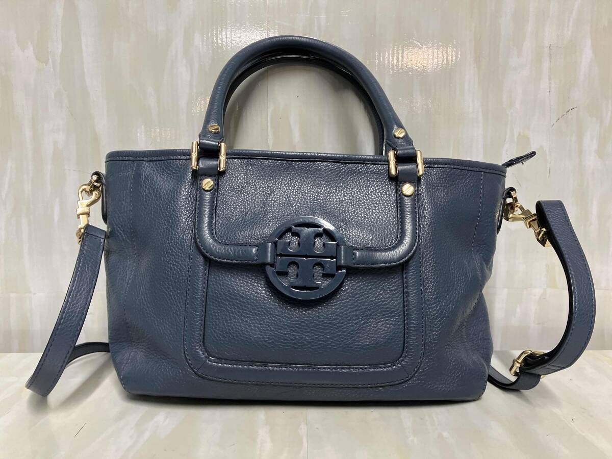 TORY BURCH トリーバーチ 2way レザー ネイビー ブルー TORY BURCH トリーバーチ 2way レザー ネイビー ブルー