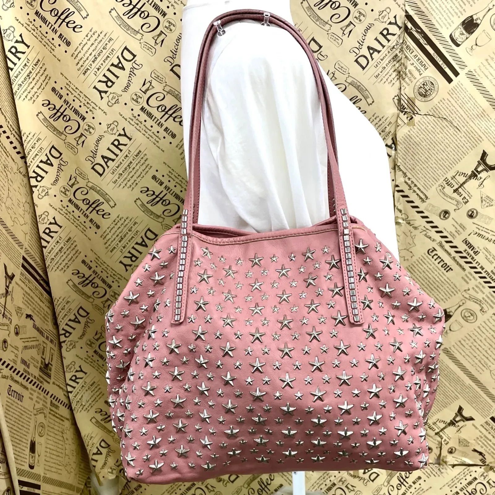 ジミーチュウ トートバッグ スタースタッズ ピンク ショルダー ジミーチュウ トートバッグ スタースタッズ ピンク ショルダー