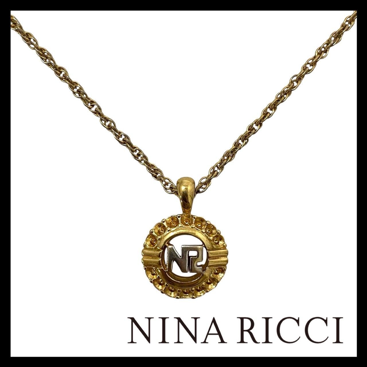 NINA RICCI】NRロゴ ネックレス ゴールド/金カラー サークル ラウンド 