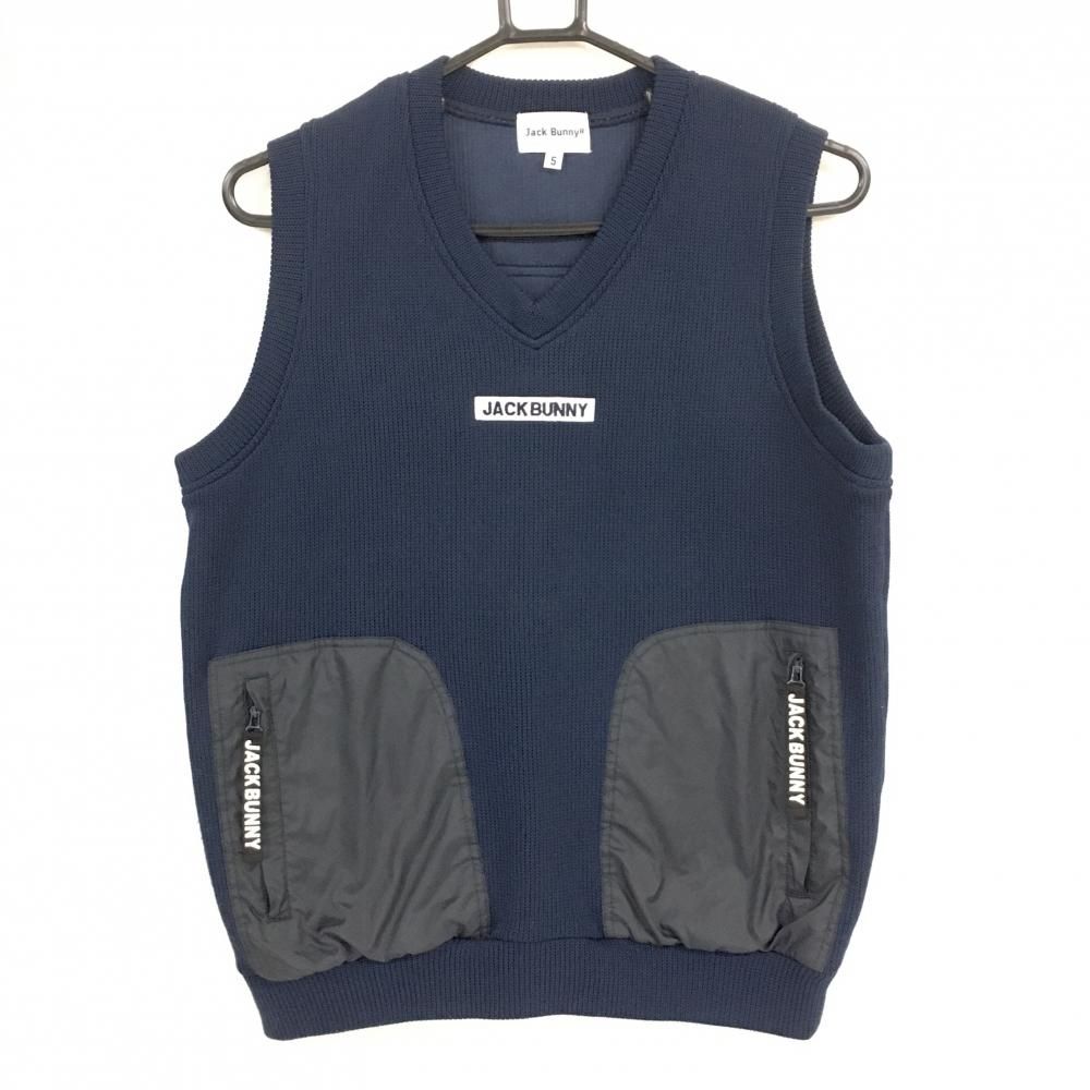2025，格安】 【超美品】ジャックバニー ニットベスト ネイビー×白