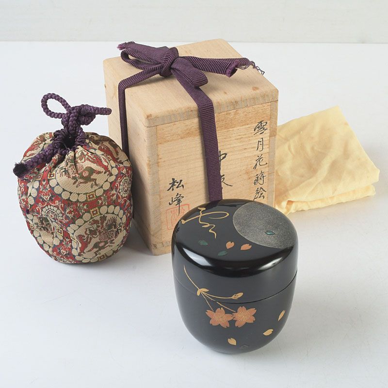 茶道具 螺鈿装飾 草蒔絵 棗 時代箱 V 9673 【公式通販】
