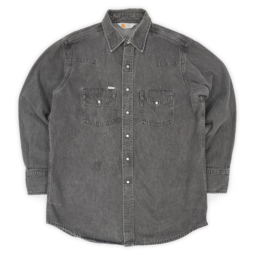 カーハート デニム ウェスタンシャツ ヴィンテージ 三角タグ カーハート Carhartt 80s 90s 80-90年代 先染めブラックデニム