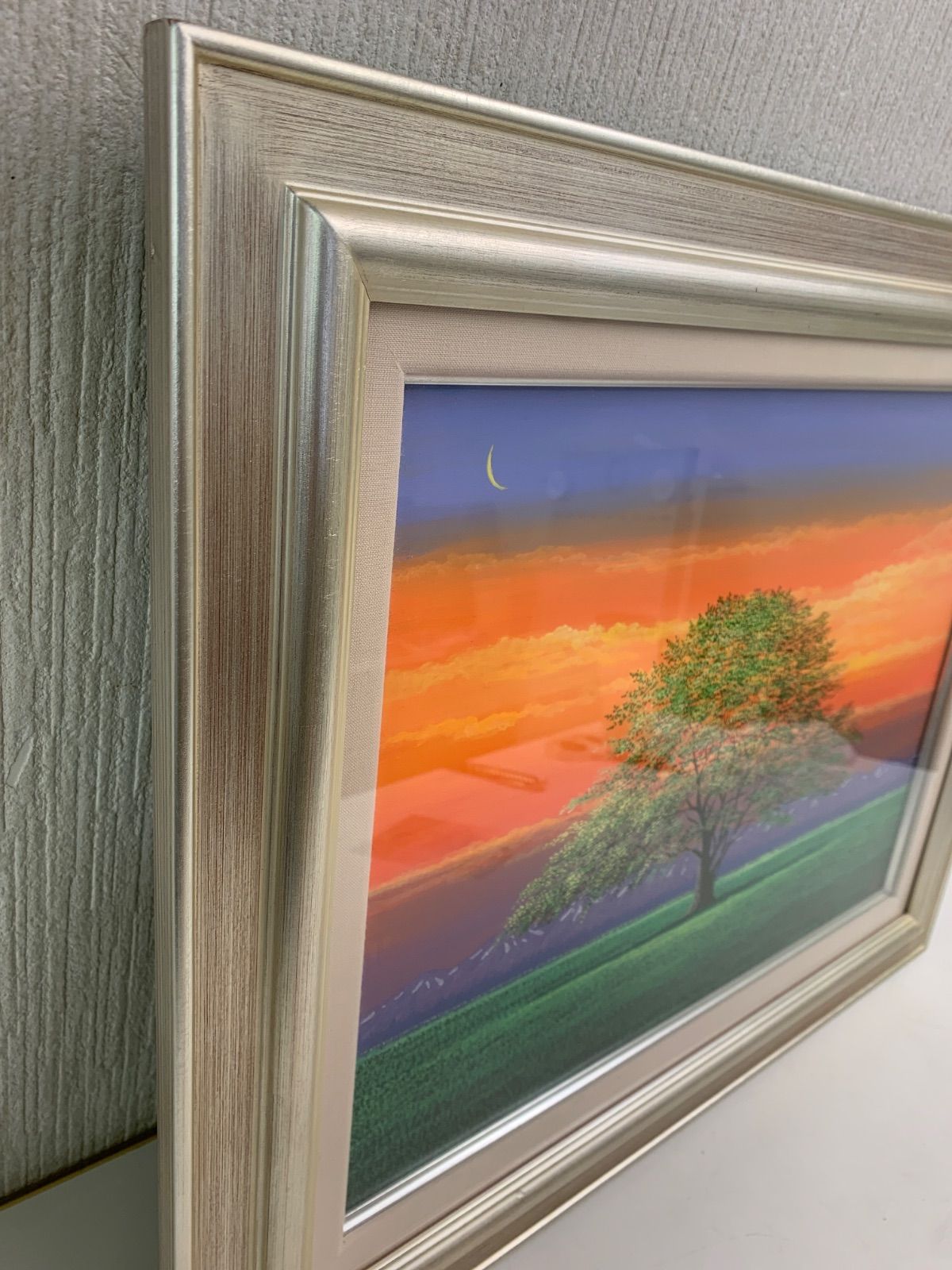 フォロー割対象商品】上代誠 油絵 F6「朝の風景」風景画 油彩画 絵画