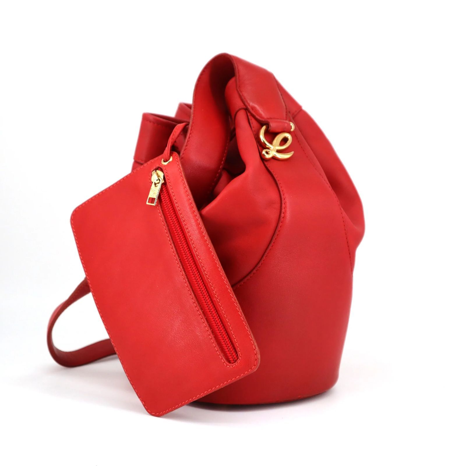 中古】美品 Loewe Drawstring Bucket Shoulder Bag with Pouch Vintage 