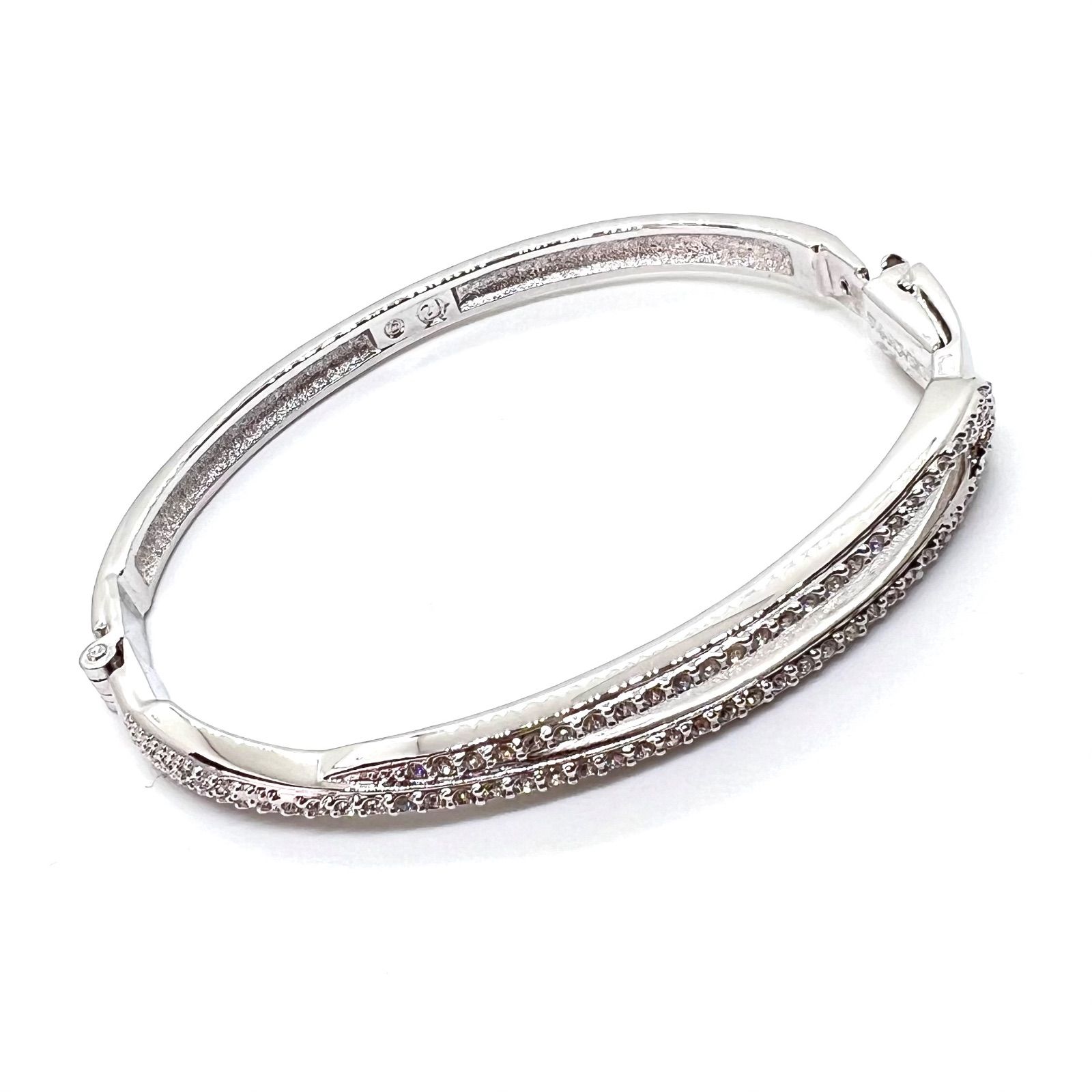 美品☆ SWAROVSKI スワロフスキー バングル ブレスレット シルバー 