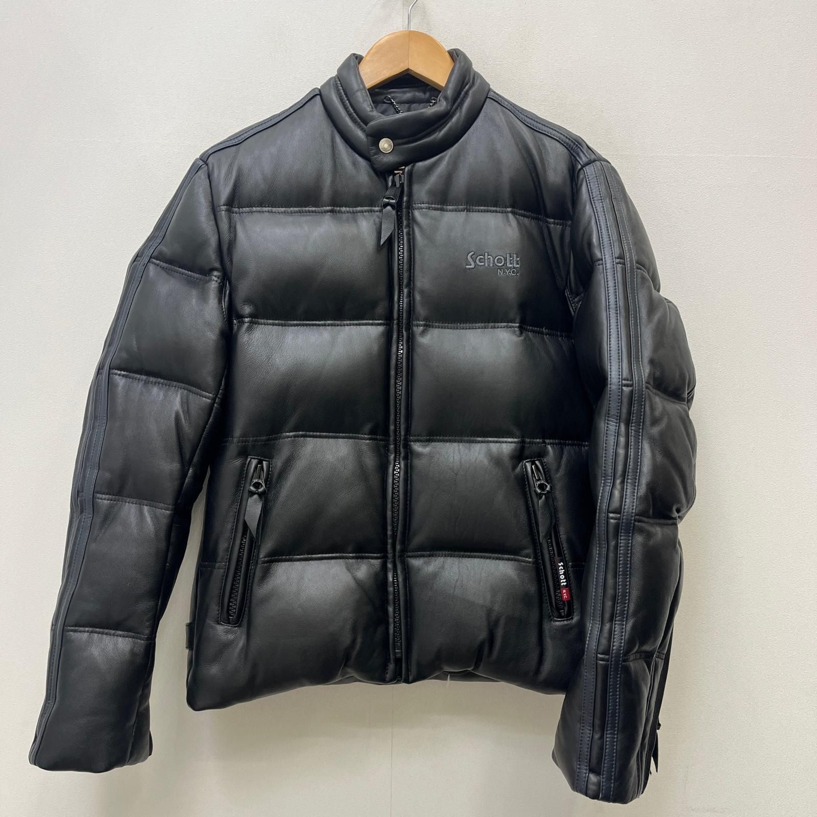 【加古川店】 中古 schott | ショット ダウンジャケット レザーダウンジャケット 3151038 ブラック サイズ：M 【93】 加古川店】 中古 schott | ショット ダウンジャケット レザーダウン