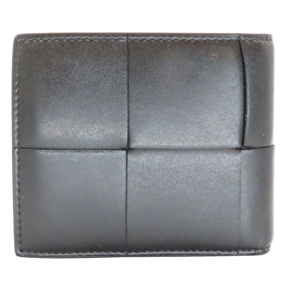 未使用級 BOTTEGA VENETA イントレチャート 財布 ブラック 中古】BOTTEGA VENETA ボッテガヴェネタ 二つ折り財布 ブラック