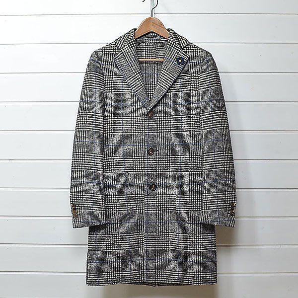 LARDINI ラルディーニ チェック チェスターコート ウール ガウン 50 LARDINI ラルディーニ チェスターコート グレンチェック ハウンズ