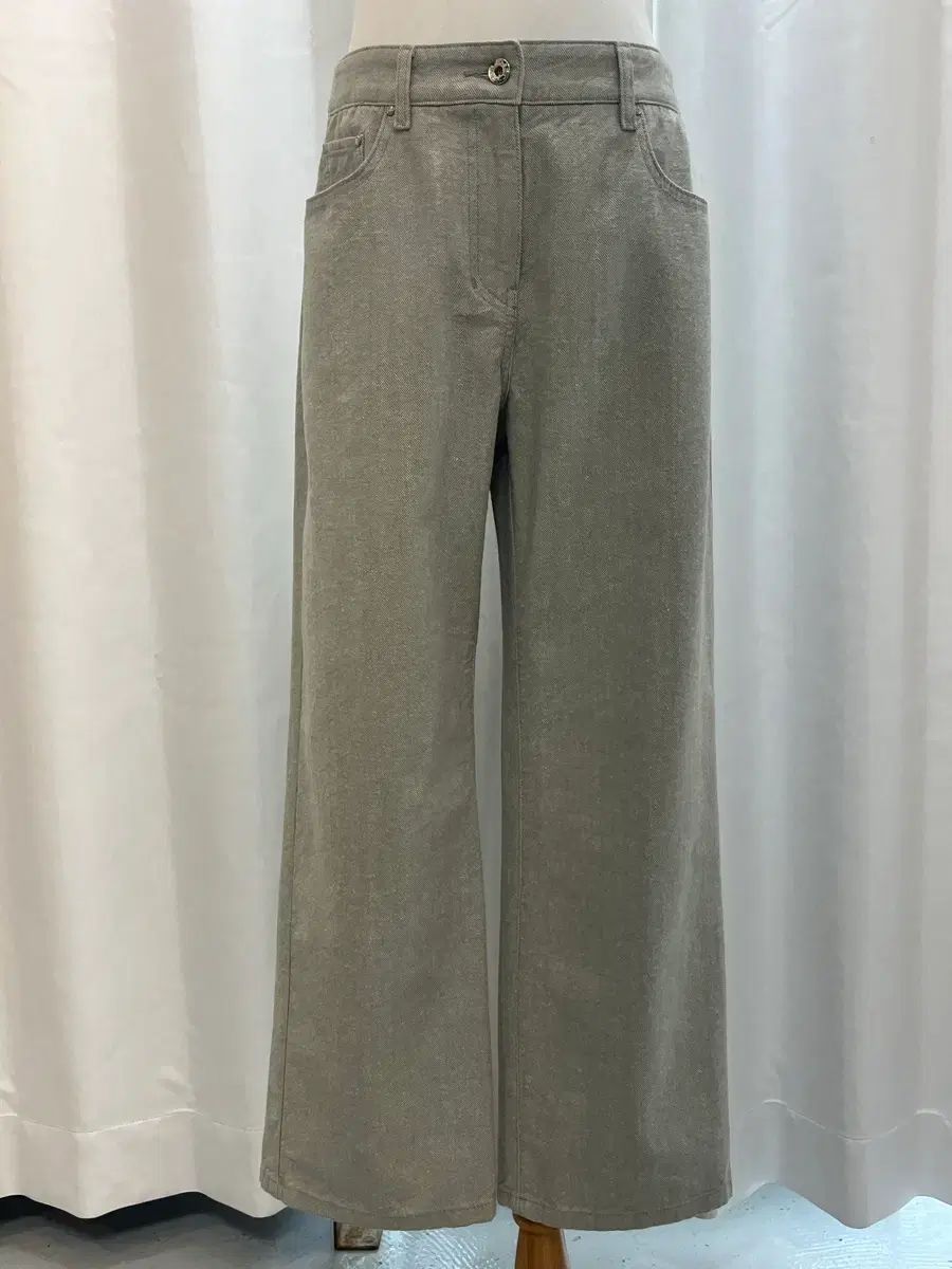 SJSJ 24年 ストレート ワイド パンツ カーキ グレー 67 (55) 状態