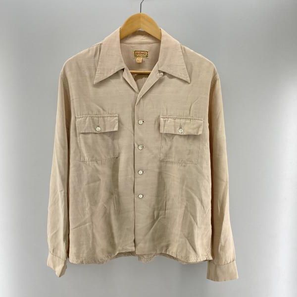 中古】McGREGOR 40s 筆記体タグ レーヨン ネップ 開襟シャツ サーモン