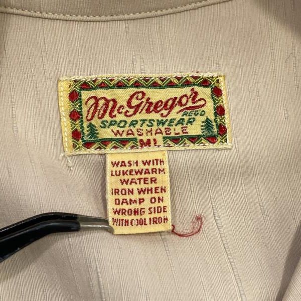 中古】McGREGOR 40s 筆記体タグ レーヨン ネップ 開襟シャツ サーモン 
