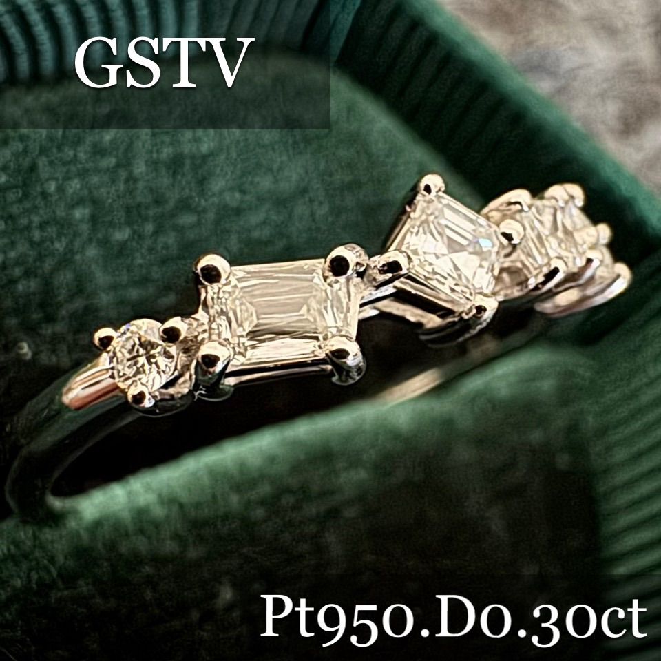 GSTV◇Pt950*16号*4種カットダイヤモンドリング*プリンセス*バケット