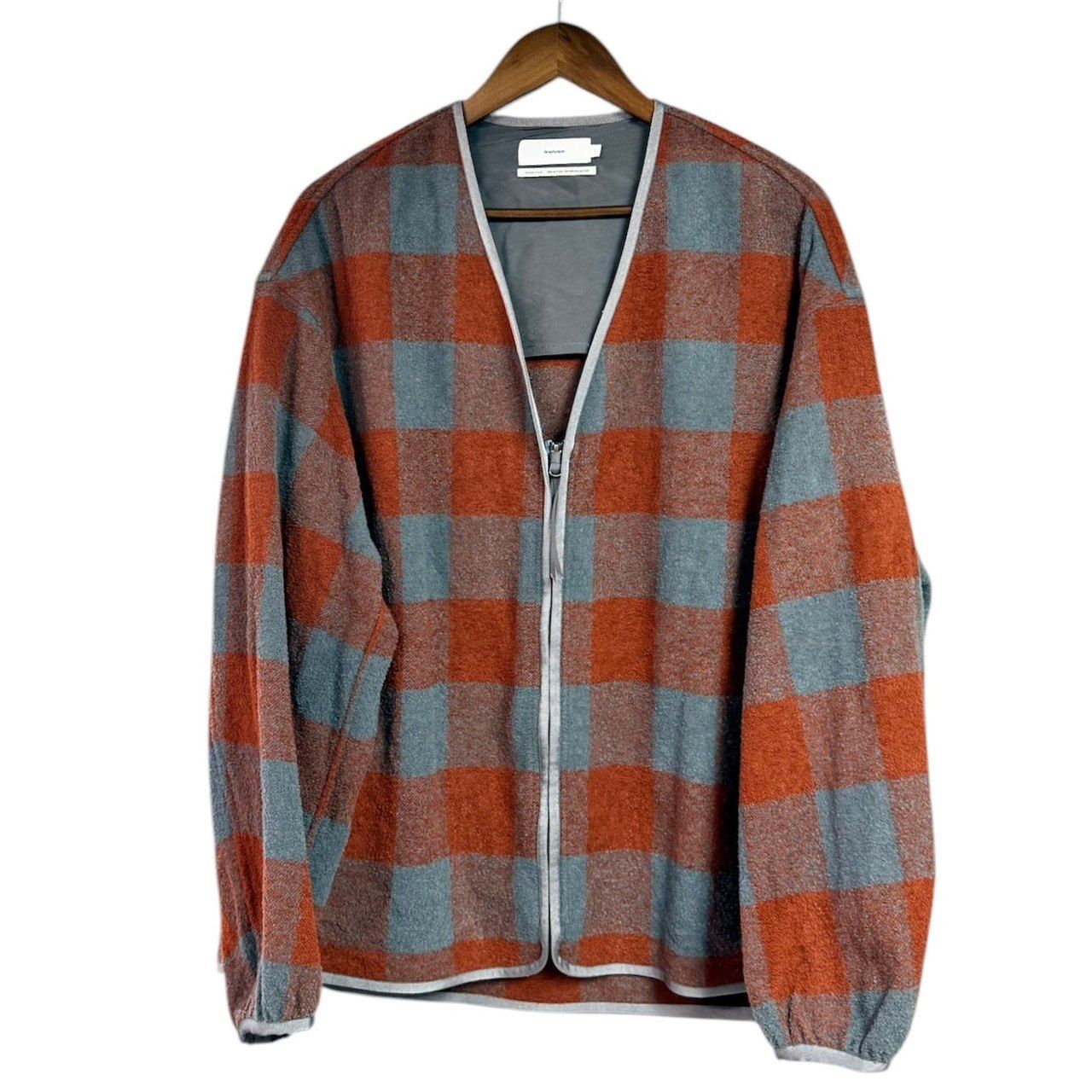Graphpaper グラフペーパー 24AW Tri-Spin Loop Cardigan チェック柄ジップアップカーディガン GU243-10051 1 ブリック×グレー 15290 Graphpaper グラフペーパー 24AW Tri-Spin Loop Cardigan チェック柄