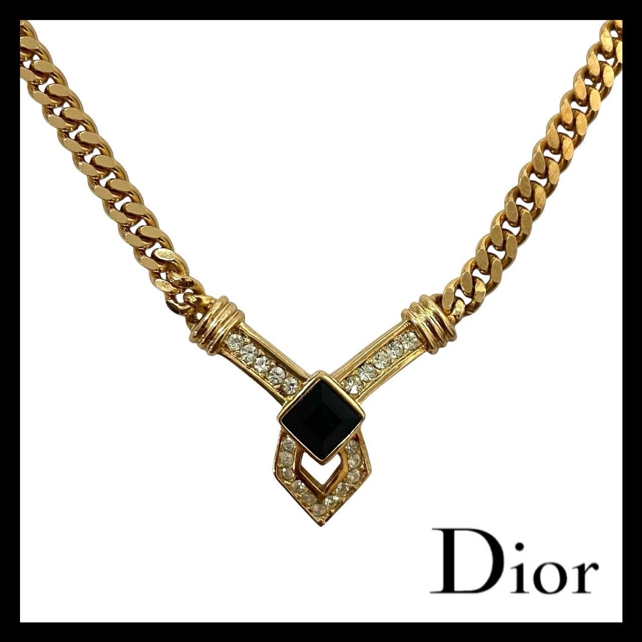 美品/現行✨ DIOR チェーンリンク ネックレス 喜平 ラインストーン 大ぶり 美品/現行✨ DIOR チェーンリンク ネックレス 喜平 ラインストーン