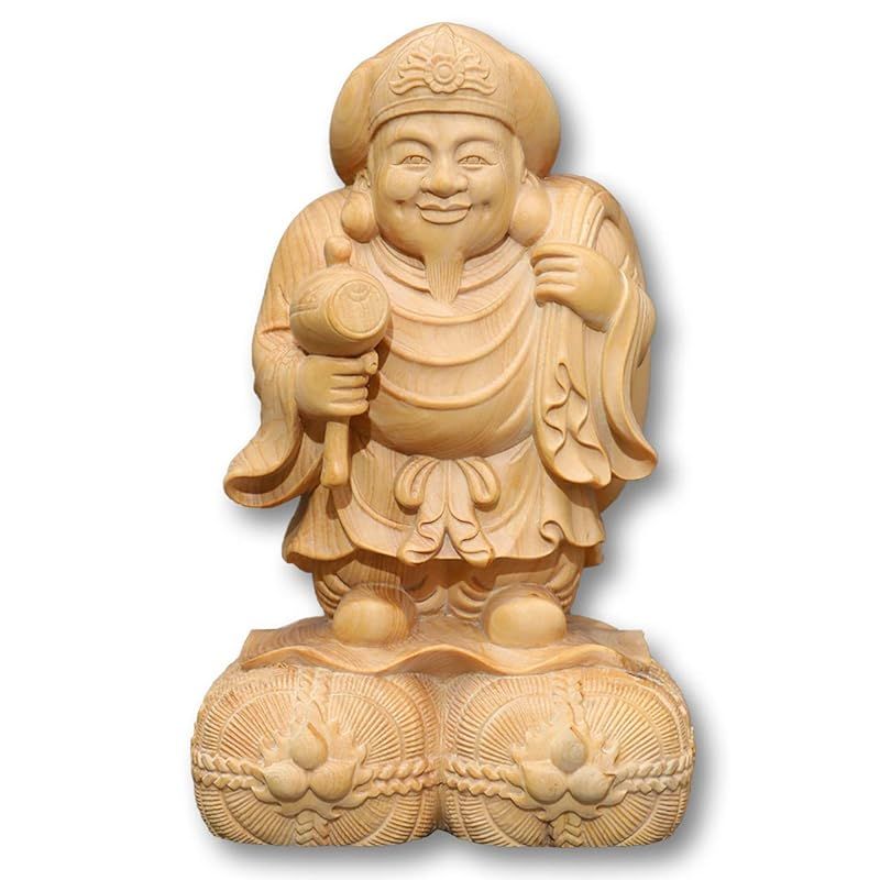 【新品】 VICHE CATT 七福神 大黒様 立像 木彫り金運 開運 財運 商売 繁盛 招福 彫刻 置物 ツゲ 柘植 (高さ 6) 1