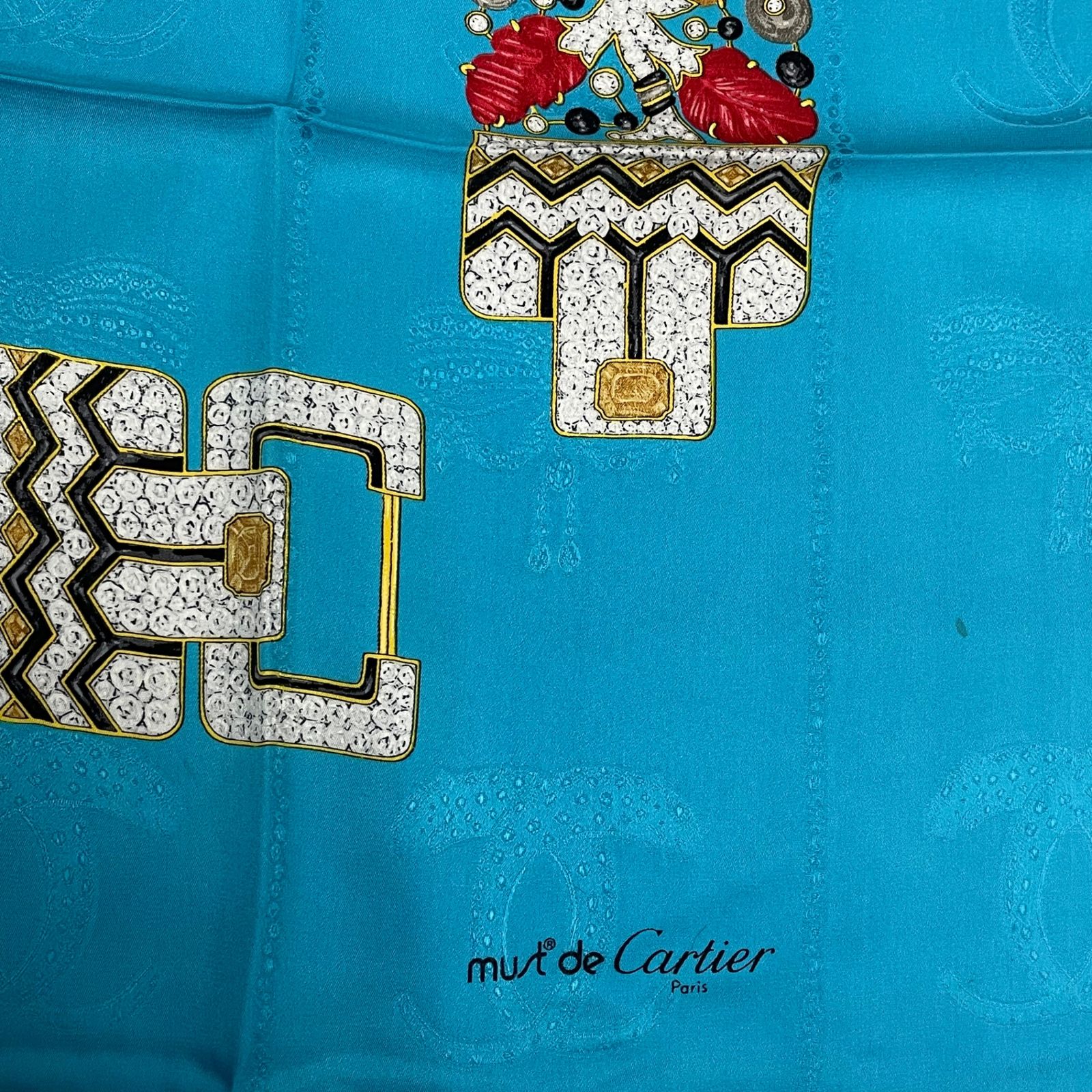 未使用品 Cartier カルティエ スカーフ シルク must de Cartier マスト 
