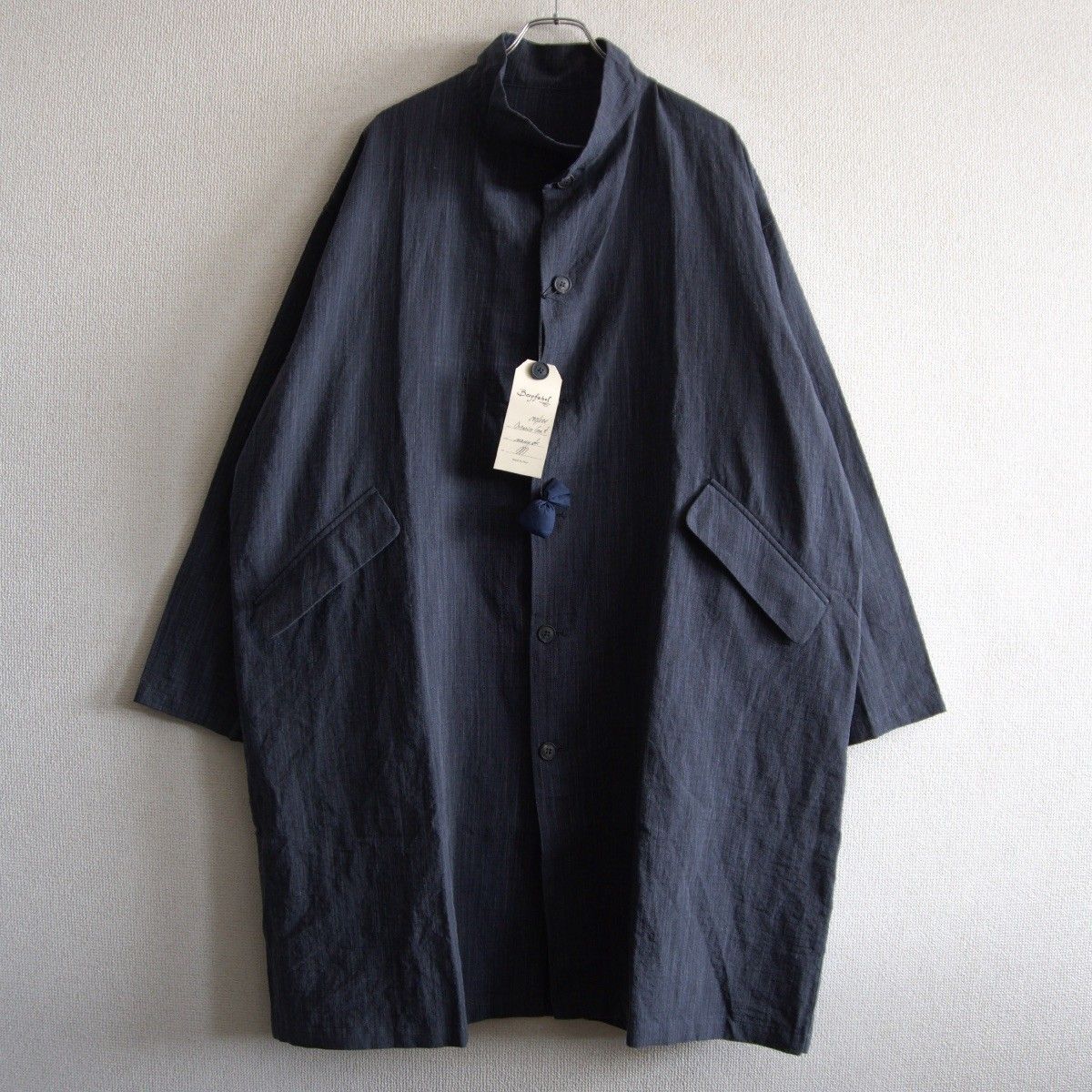 タグ付き未使用品】bergfabel【Oversized coat】M ネイビー リネン