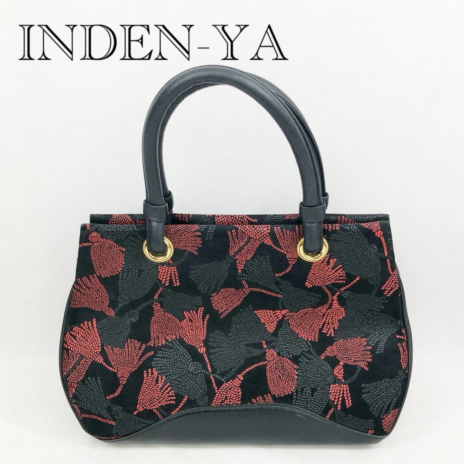 印傳屋 INDEN-YA ベネッセージハンドバッグ 黒 赤 ブラック レッド 印伝 レディース 鞄 _219067 - メルカリ