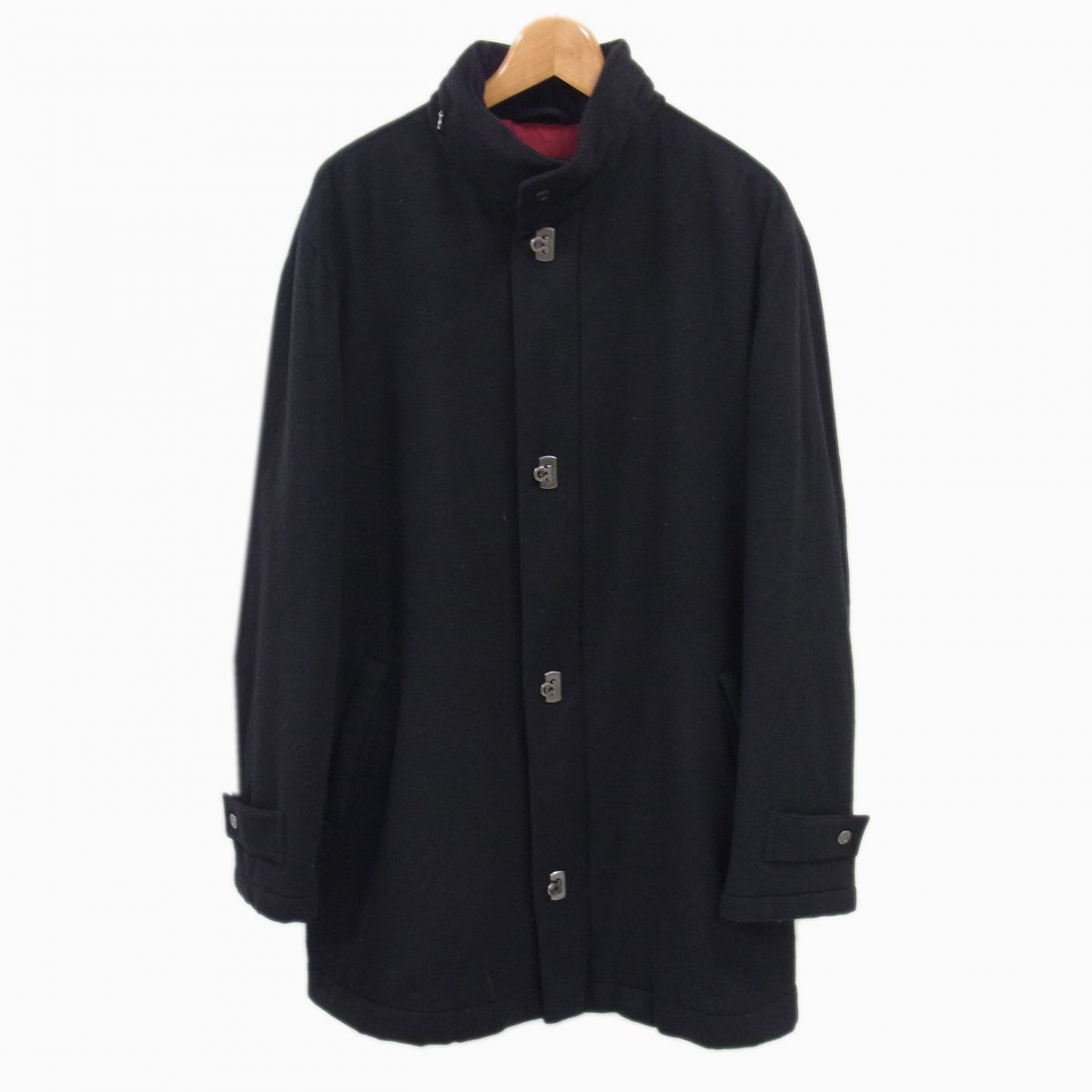 ガンチーニ釦★Salvatore Ferragamo★カシミヤ★1枚仕立てコート ◇Salvatore Ferragamo カシミヤ混紡 デザインコート ガンチーニターン